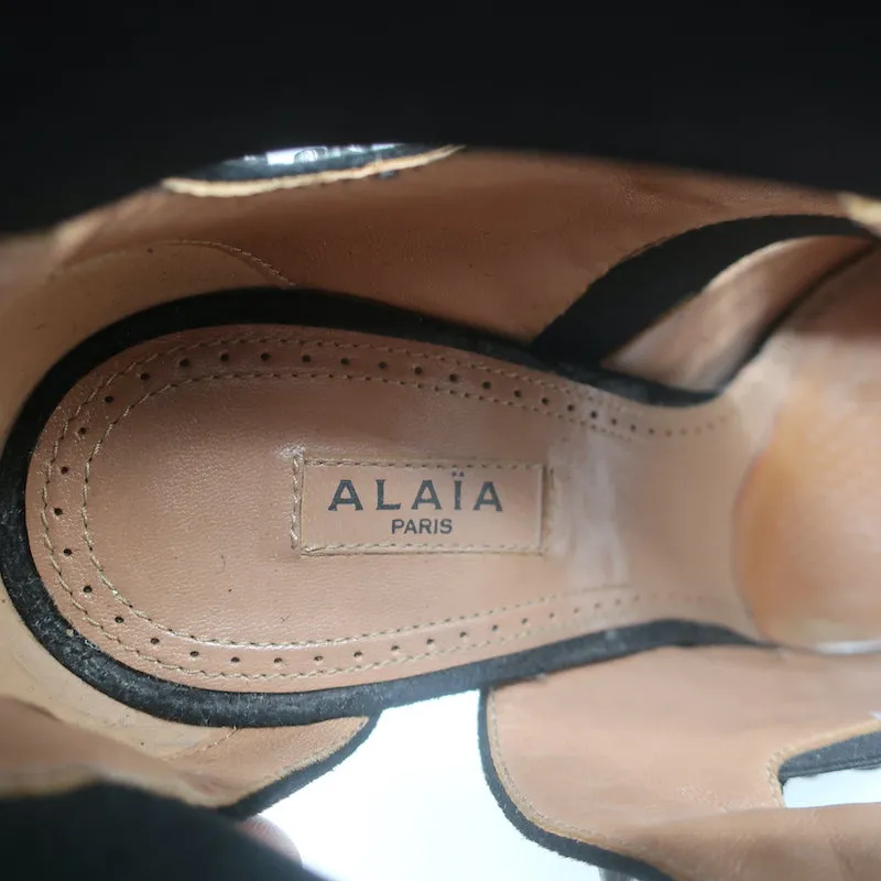 Bottines Alaia à découpes en daim noir clouté Taille 39 Bottines à talons hauts