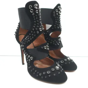 Bottines Alaia à découpes en daim noir clouté Taille 39 Bottines à talons hauts