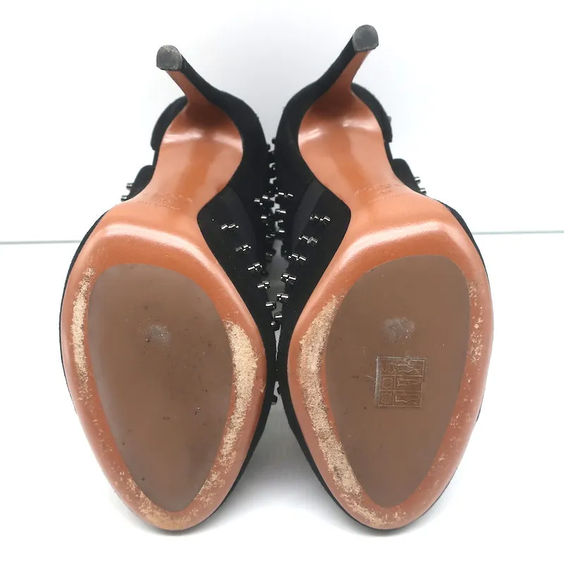 Bottines Alaia à découpes en daim noir clouté Taille 39 Bottines à talons hauts