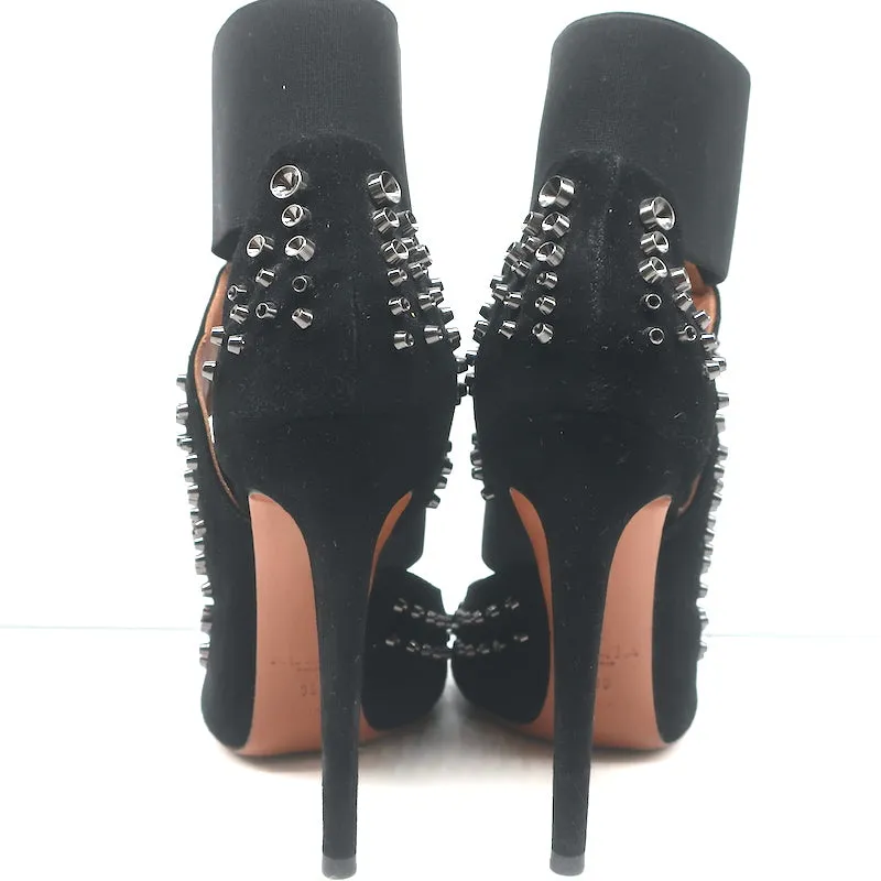 Bottines Alaia à découpes en daim noir clouté Taille 39 Bottines à talons hauts