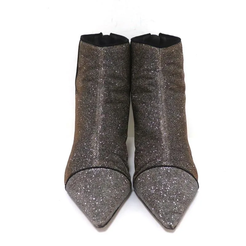 Bottines Alexandre Birman Kittie en Lurex Métallisé Argent/Or Taille 36.5
