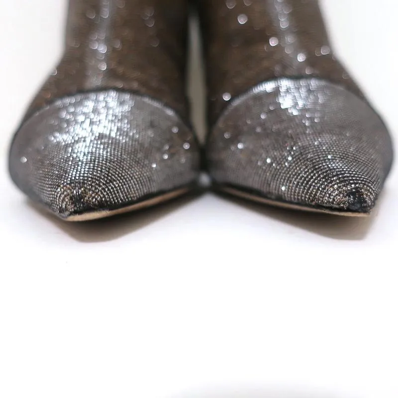 Bottines Alexandre Birman Kittie en Lurex Métallisé Argent/Or Taille 36.5