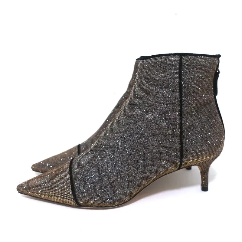Bottines Alexandre Birman Kittie en Lurex Métallisé Argent/Or Taille 36.5