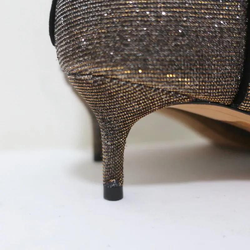 Bottines Alexandre Birman Kittie en Lurex Métallisé Argent/Or Taille 36.5