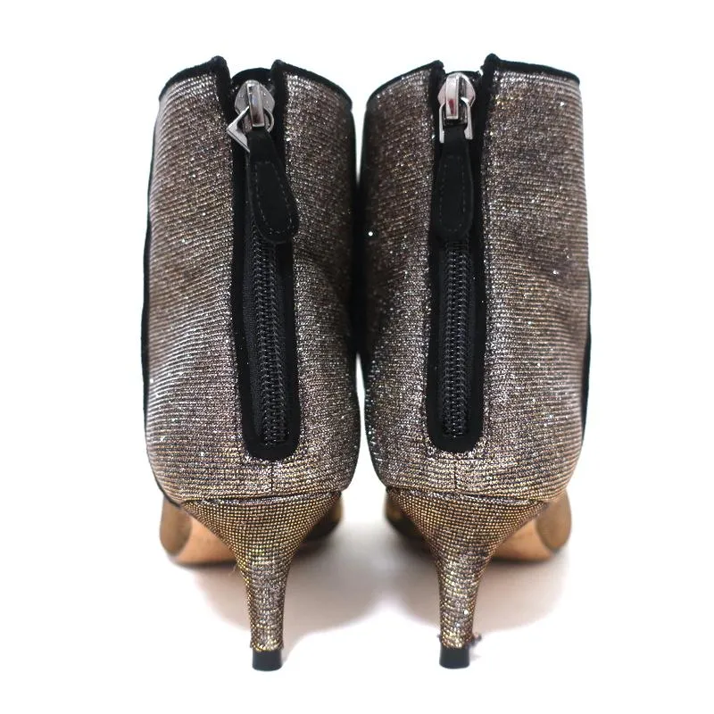 Bottines Alexandre Birman Kittie en Lurex Métallisé Argent/Or Taille 36.5