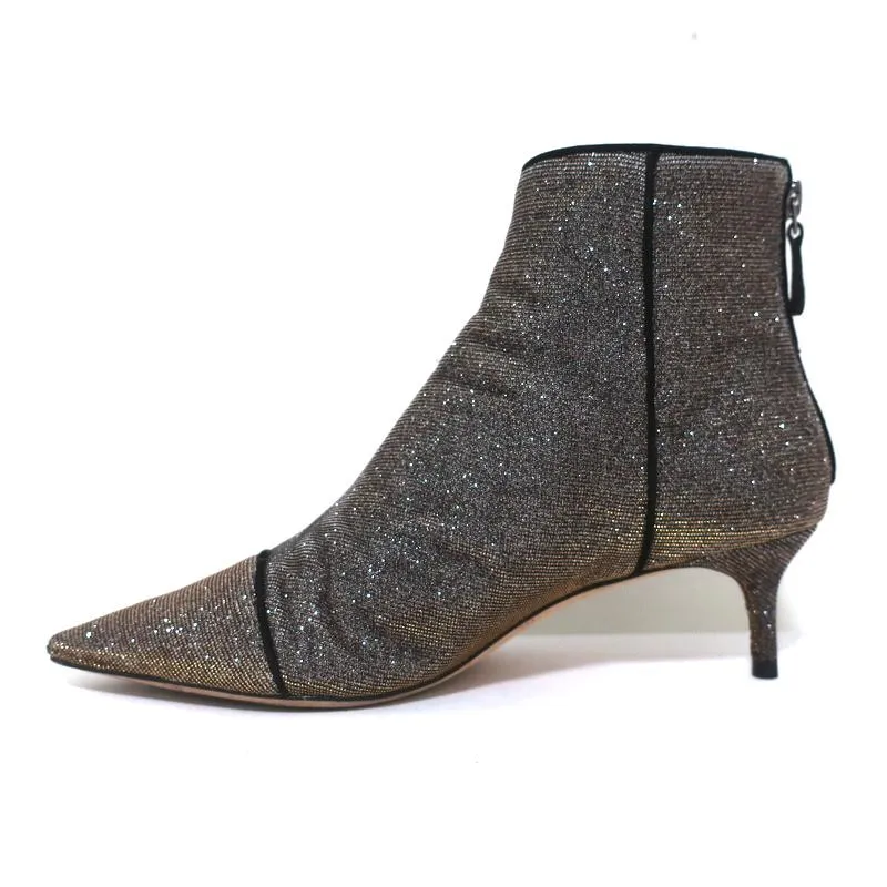 Bottines Alexandre Birman Kittie en Lurex Métallisé Argent/Or Taille 36.5
