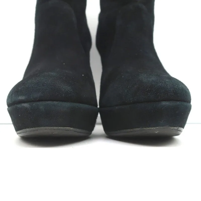Bottes chelsea Alexandre Birman Plateforme en daim noir Taille 7 Bottines à talon haut