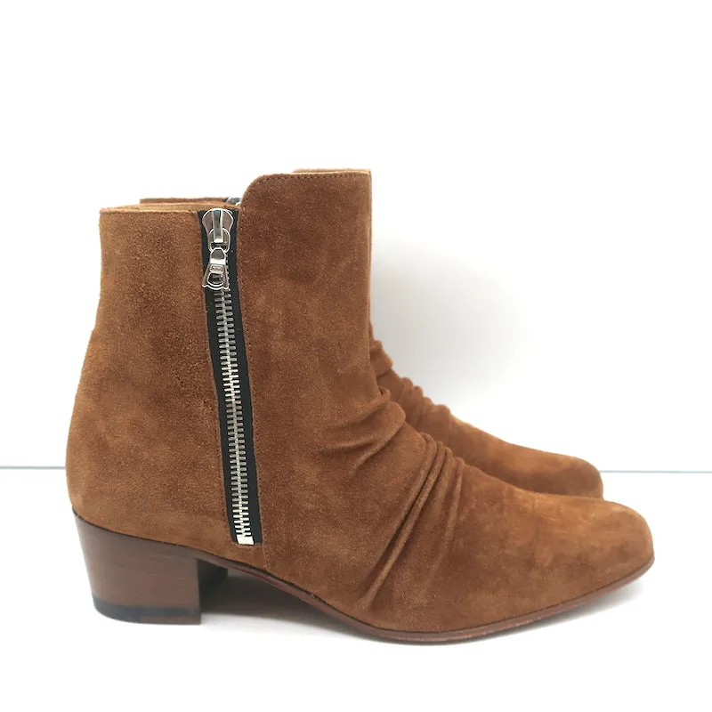 Bottes cheville Amiri en daim marron taille 38.5 avec fermeture éclair latérale