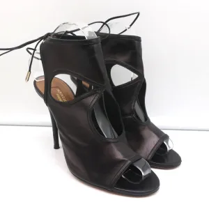 Aquazzura Bottines Sexy Thing à Découpes en Cuir Noir Taille 38 Talons Ouverts