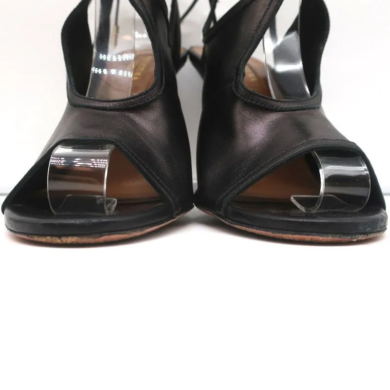 Aquazzura Bottines Sexy Thing à Découpes en Cuir Noir Taille 38 Talons Ouverts