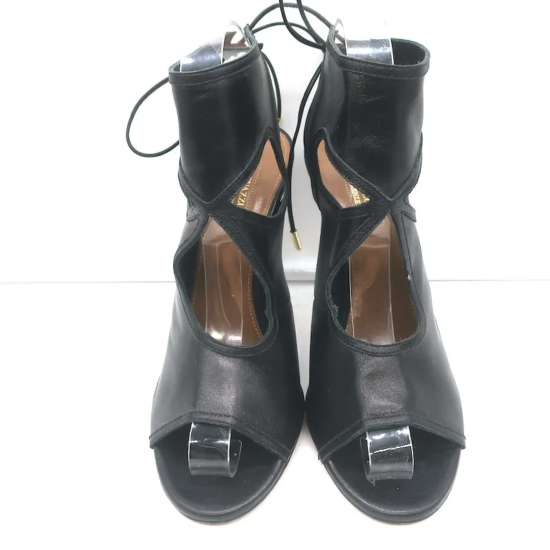 Aquazzura Escarpins Sexy Thing à découpes en cuir noir taille 39 à bout ouvert