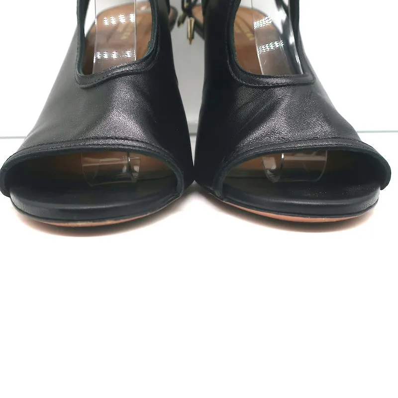 Aquazzura Bottines Sexy Thing à Découpes en Cuir Noir Taille 40 Talons Ouverts