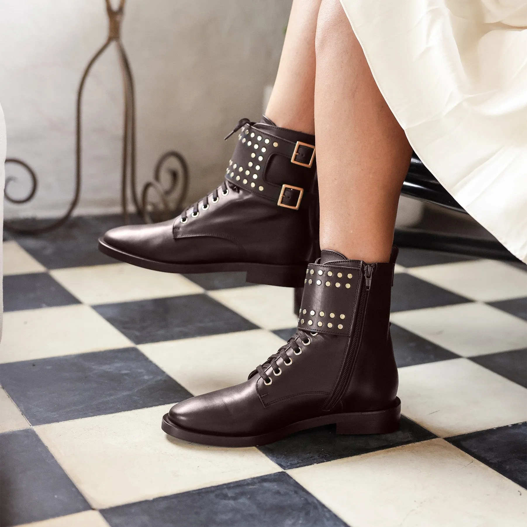 Asti Boucle - Cuir Chocolat