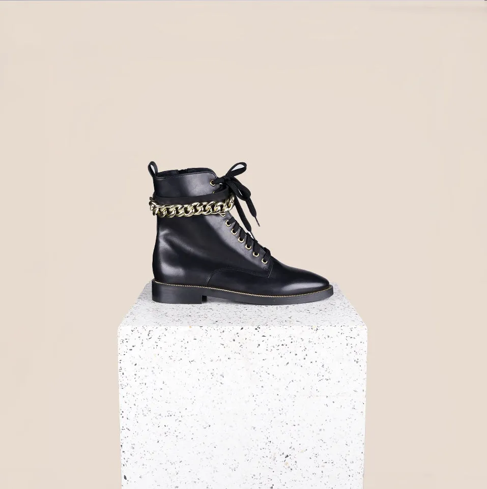 Asti Due Chain - Cuir noir