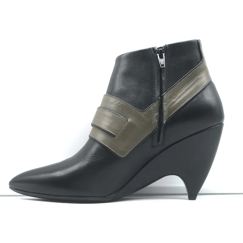 Balenciaga Bottines à Talon Coin Noir & Gris Cuire Taille 39.5 Bout Pointu Bottes Cheville