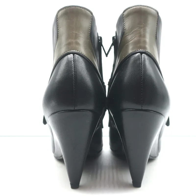 Balenciaga Bottines à Talon Coin Noir & Gris Cuire Taille 39.5 Bout Pointu Bottes Cheville