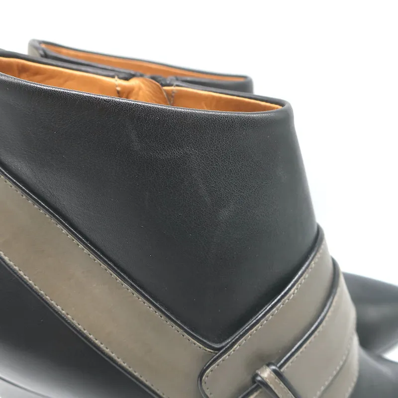 Balenciaga Bottines à Talon Coin Noir & Gris Cuire Taille 39.5 Bout Pointu Bottes Cheville