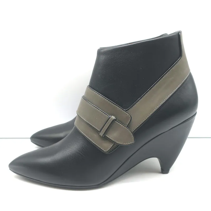 Balenciaga Bottines à Talon Coin Noir & Gris Cuire Taille 39.5 Bout Pointu Bottes Cheville