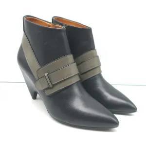 Balenciaga Bottines à Talon Coin Noir & Gris Cuire Taille 39.5 Bout Pointu Bottes Cheville