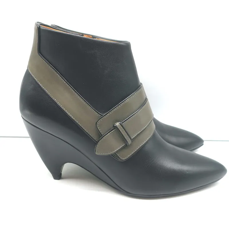 Balenciaga Bottines à Talon Coin Noir & Gris Cuire Taille 39.5 Bout Pointu Bottes Cheville