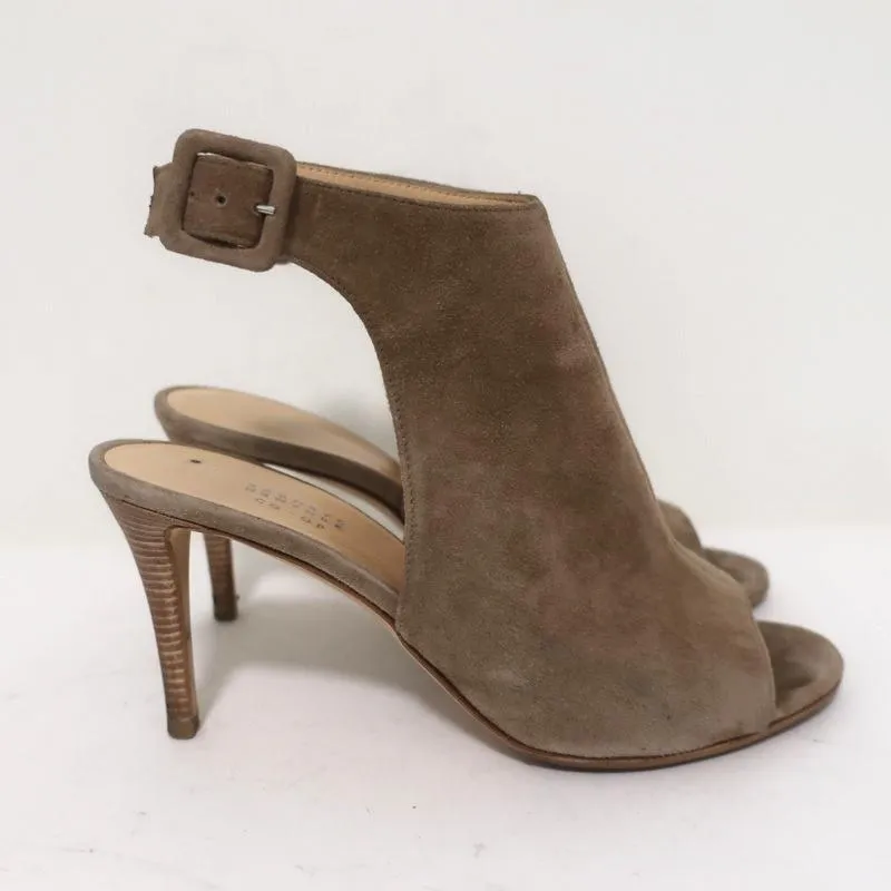 Barneys New York Co-Op Bottines Slingback Suédine Beige Taille 38 Talons Ouverts