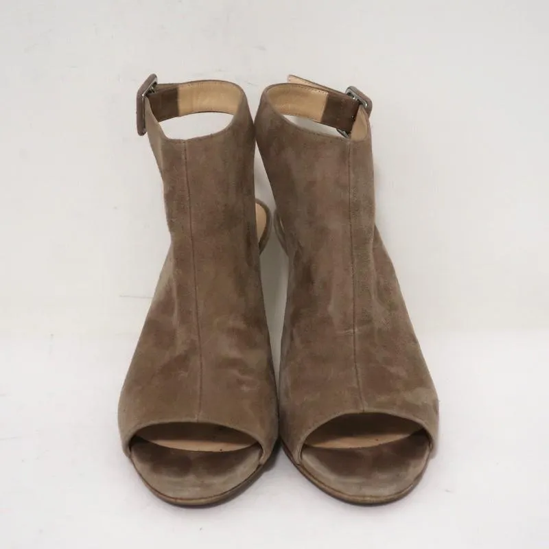 Barneys New York Co-Op Bottines Slingback Suédine Beige Taille 38 Talons Ouverts