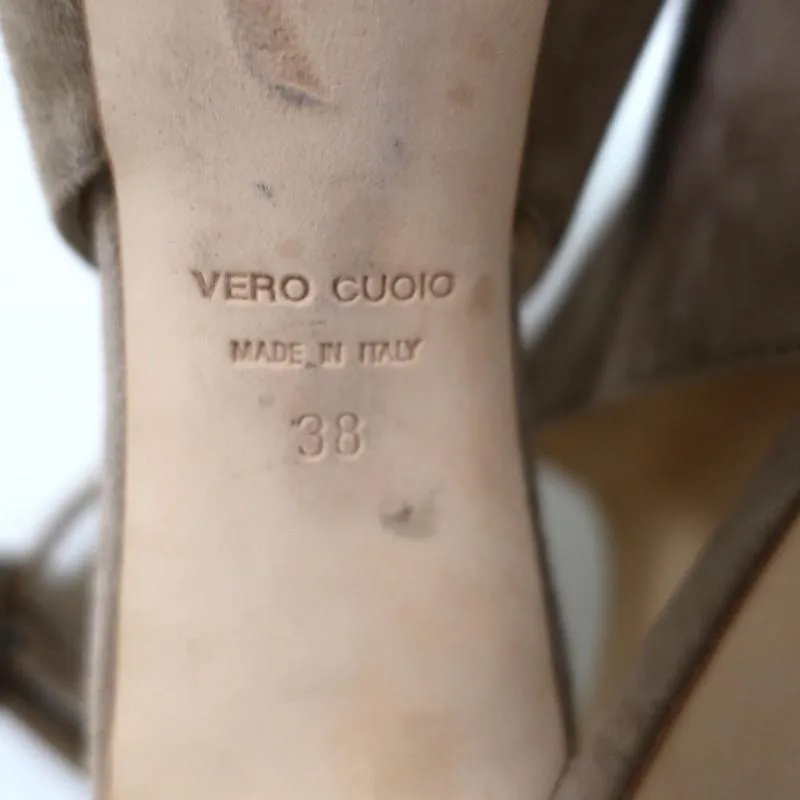 Barneys New York Co-Op Bottines Slingback Suédine Beige Taille 38 Talons Ouverts