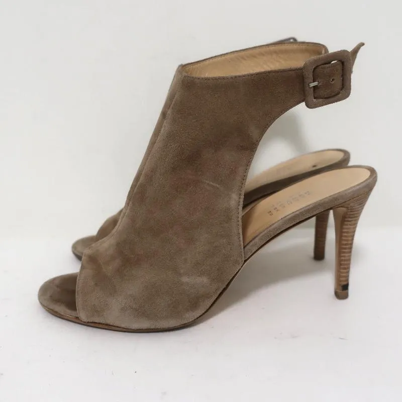 Barneys New York Co-Op Bottines Slingback Suédine Beige Taille 38 Talons Ouverts