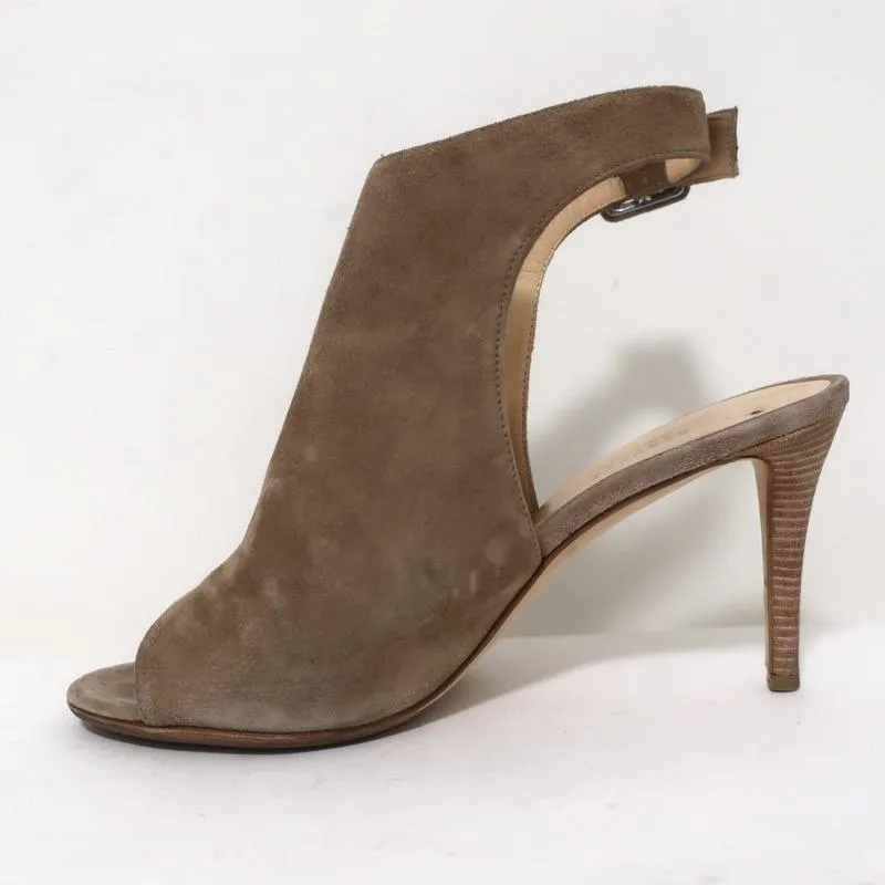 Barneys New York Co-Op Bottines Slingback Suédine Beige Taille 38 Talons Ouverts