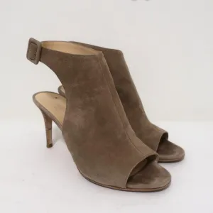 Barneys New York Co-Op Bottines Slingback Suédine Beige Taille 38 Talons Ouverts