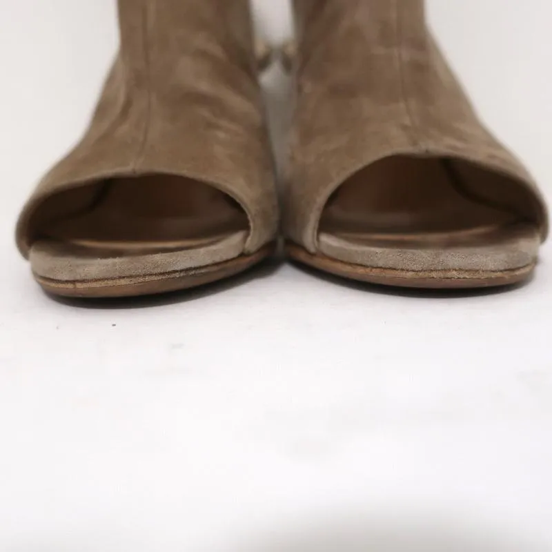 Barneys New York Co-Op Bottines Slingback Suédine Beige Taille 38 Talons Ouverts