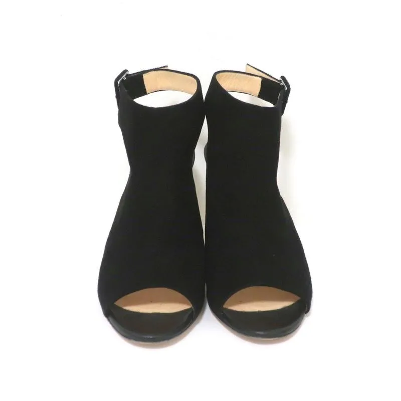 Barneys New York Co-Op Bottines Slingback en Suède Noir Taille 38 Talon Ouvert