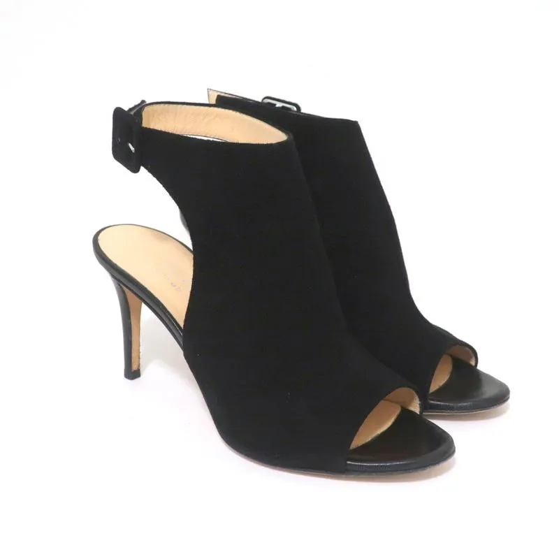 Barneys New York Co-Op Bottines Slingback en Suède Noir Taille 38 Talon Ouvert