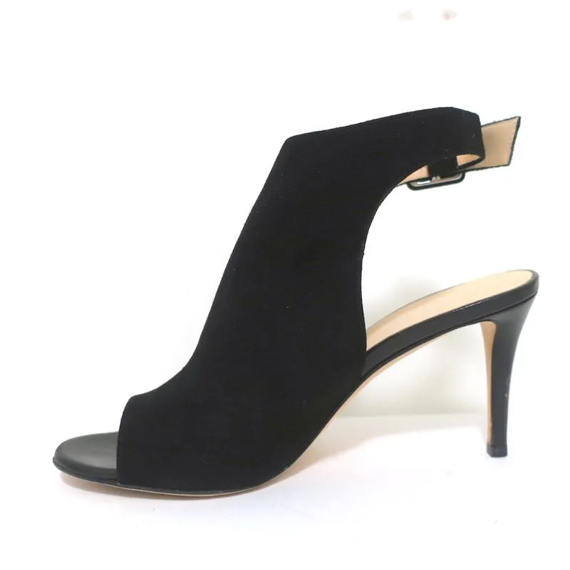 Barneys New York Co-Op Bottines Slingback en Suède Noir Taille 38 Talon Ouvert