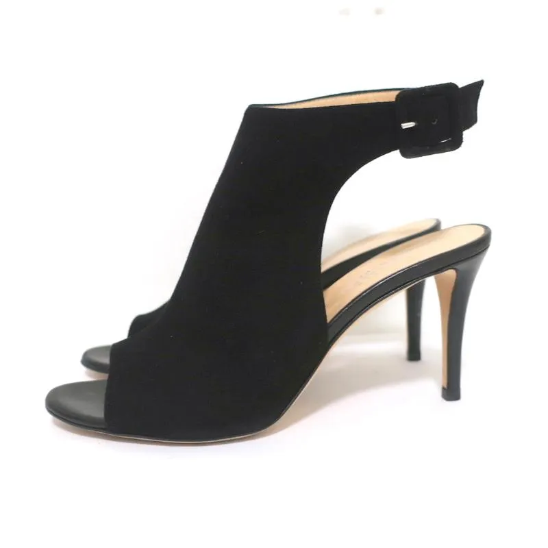 Barneys New York Co-Op Bottines Slingback en Suède Noir Taille 38 Talon Ouvert