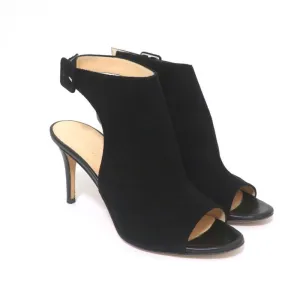 Barneys New York Co-Op Bottines Slingback en Suède Noir Taille 38 Talon Ouvert