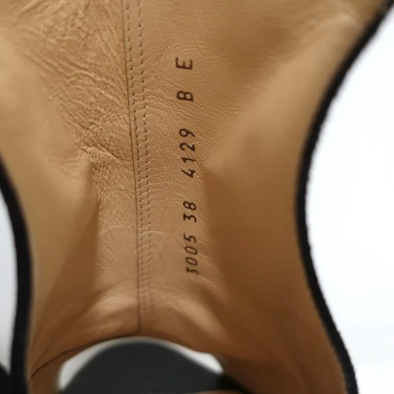 Barneys New York Co-Op Bottines Slingback en Suède Noir Taille 38 Talon Ouvert