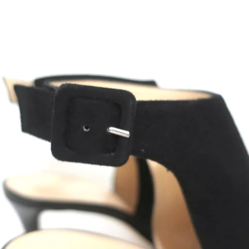 Barneys New York Co-Op Bottines Slingback en Suède Noir Taille 38 Talon Ouvert