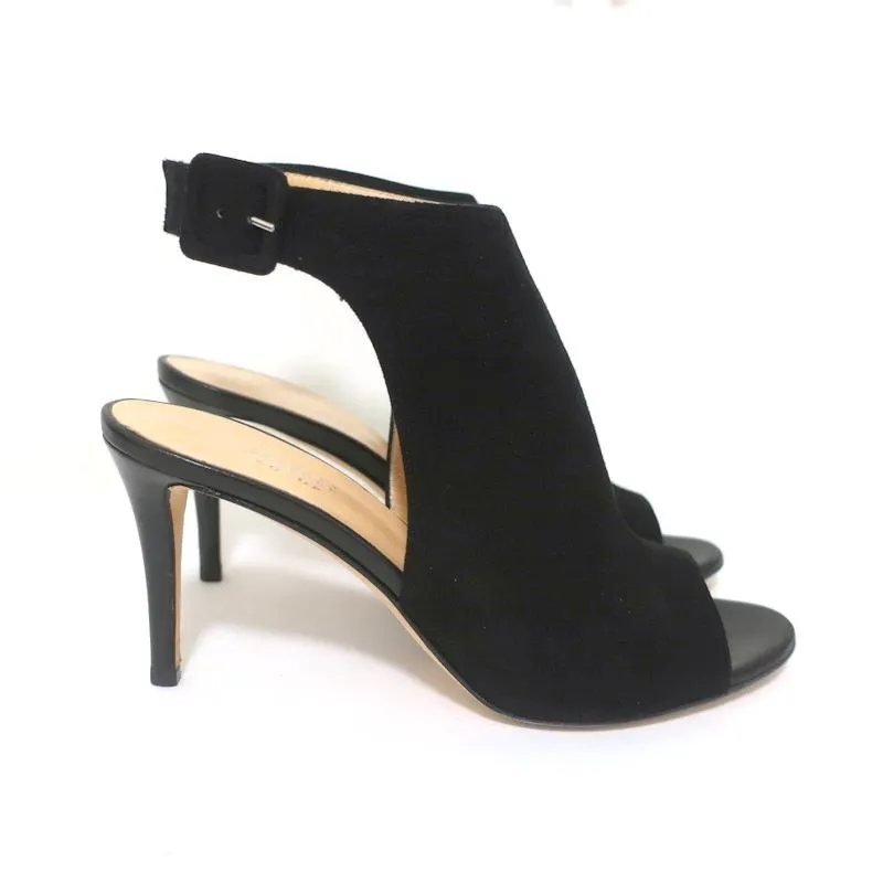 Barneys New York Co-Op Bottines Slingback en Suède Noir Taille 38 Talon Ouvert