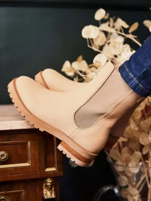 Bottes Chelsea en daim recyclé végan | Café latte