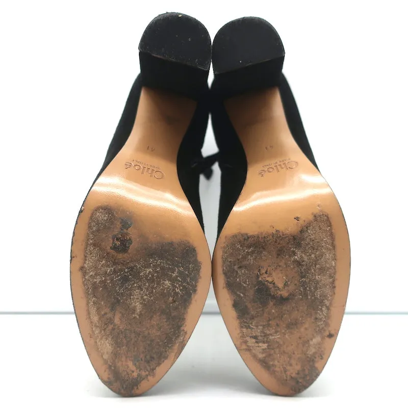 Bottes chevilles Chloe en daim noir Taille 41 Bottines à talon haut