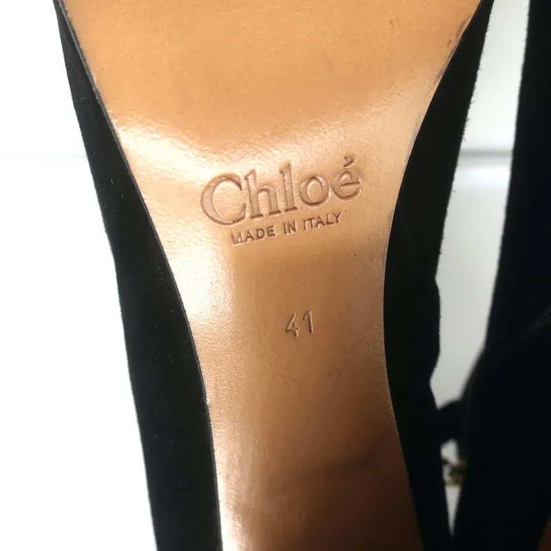 Bottes chevilles Chloe en daim noir Taille 41 Bottines à talon haut
