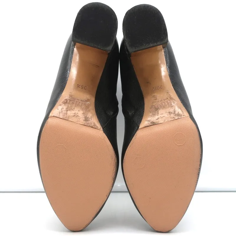 Bottines Chloe Beckie à Pompons Dorés en Cuir Noir Taille 36.5 à Talon Moyen