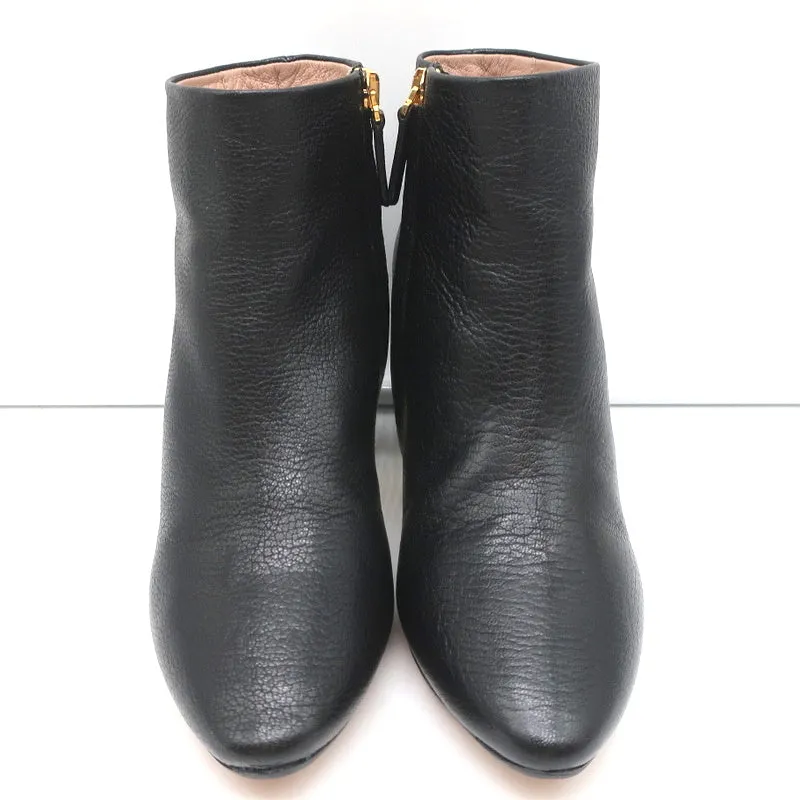 Bottines Chloe Beckie à Pompons Dorés en Cuir Noir Taille 36.5 à Talon Moyen