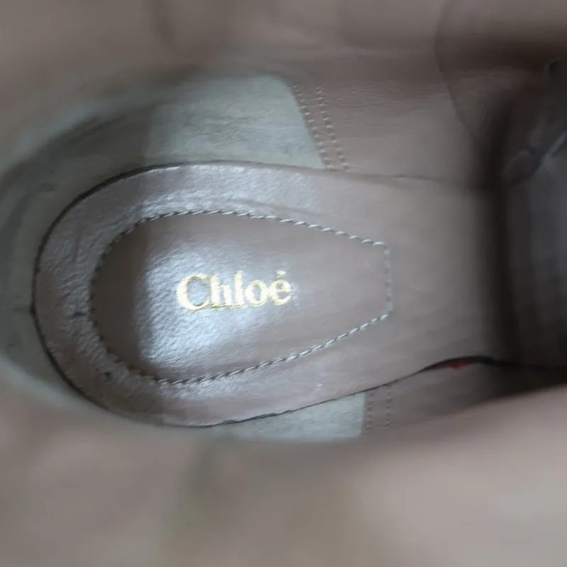 Bottines Chloe Beckie à Pompons Dorés en Cuir Noir Taille 36.5 à Talon Moyen