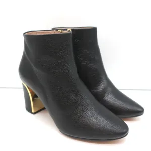 Bottines Chloe Beckie à Pompons Dorés en Cuir Noir Taille 36.5 à Talon Moyen