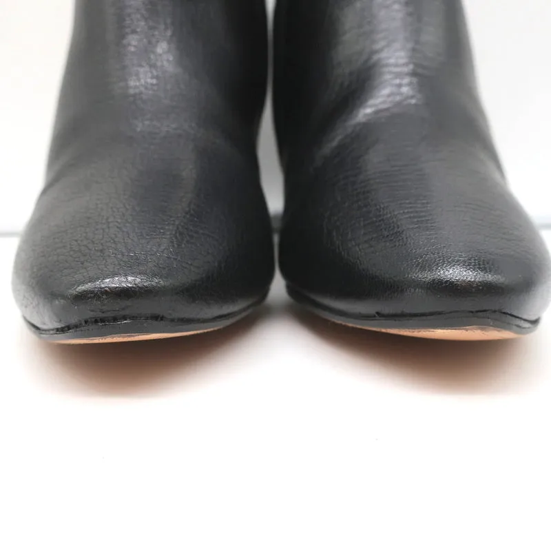 Bottines Chloe Beckie à Pompons Dorés en Cuir Noir Taille 36.5 à Talon Moyen