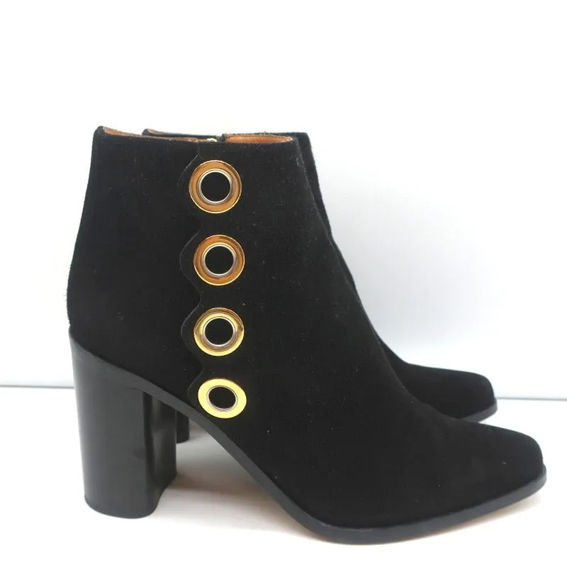 Bottes chelsea Chloe à passepoil en daim noir Flo pointure 38.5 à bout pointu