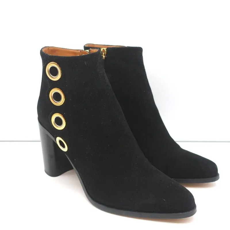 Bottes chelsea Chloe à passepoil en daim noir Flo pointure 38.5 à bout pointu