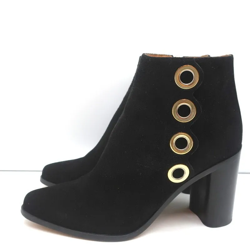 Bottes chelsea Chloe à passepoil en daim noir Flo pointure 38.5 à bout pointu